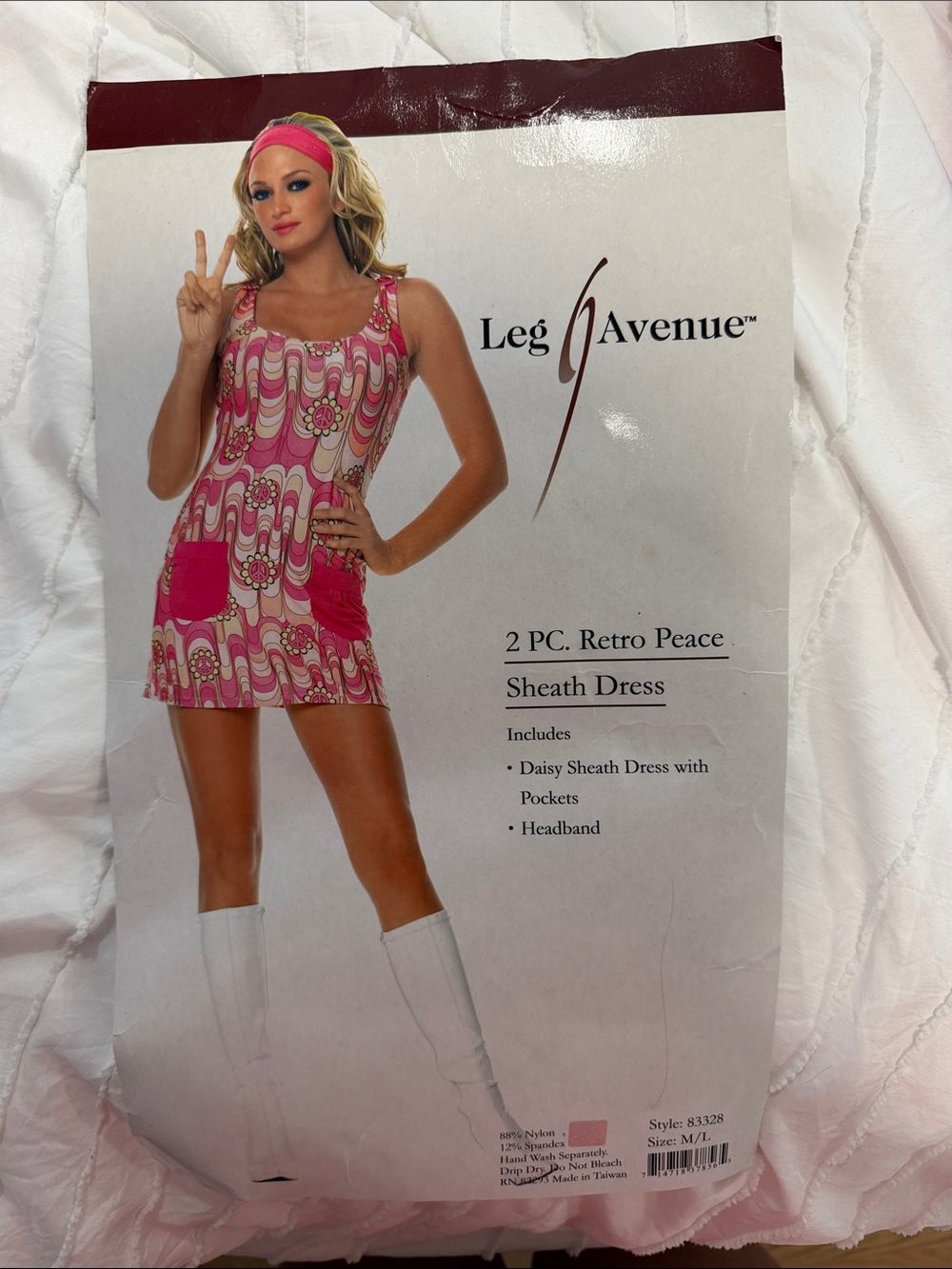 Retro Peace Pink & Orange Hippy Costume